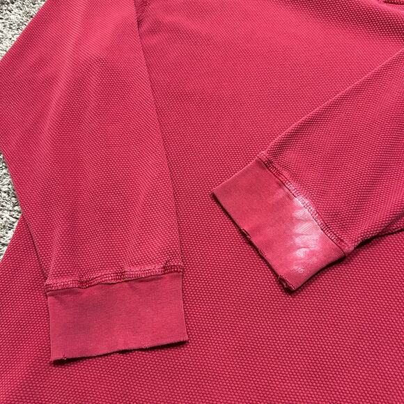 Vintage Garment Dyed Henley Shirt Cabelas Faded Cotton 90s Long Sleeve Red XL - Picture 3 of 8